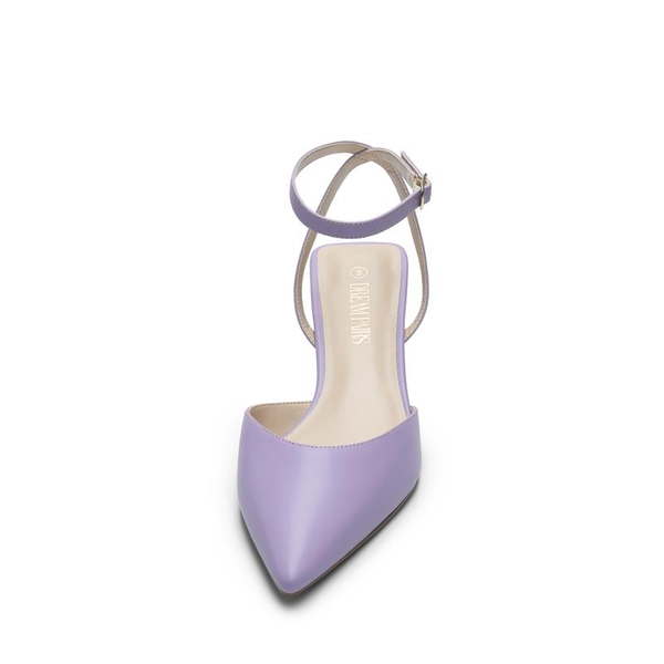 Pointed Toe Chunky Low Heel Pumps - PURPLE - 4